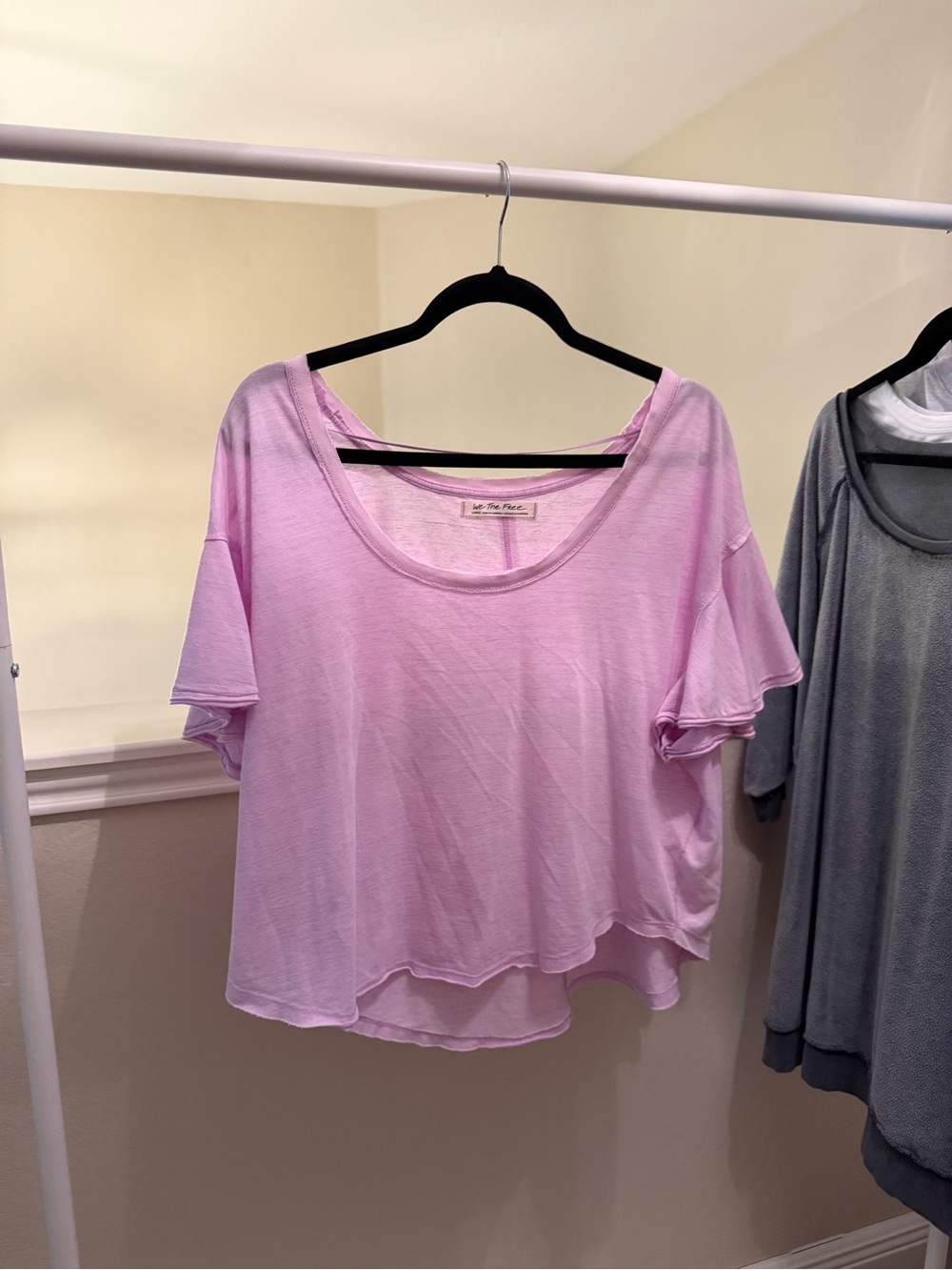 We The Free Pale Pink Scoop Neck Cropped Tee